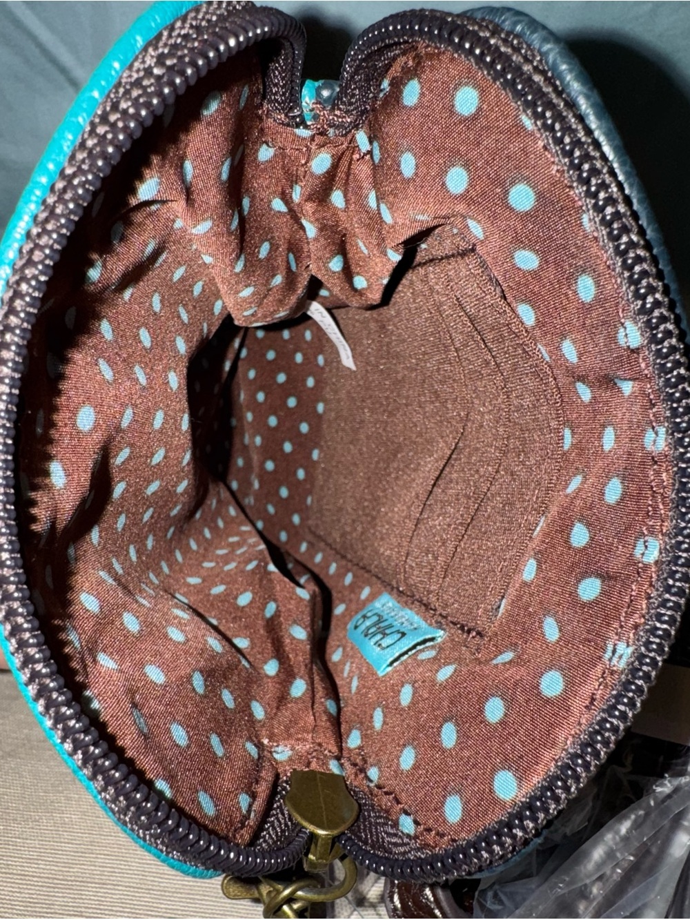 Chala Teal, Brown, & Black Turtle Crossbody Phone Pouch with Starfish Charm - Picture 9 of 9